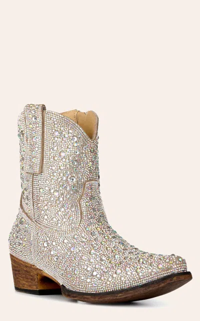 Roper Women's Shay Jewels Silver Rhinestone Snip Toe Cowboy Booties