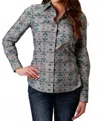 Roper Women's Snap Western Shirt In Grey In Gray
