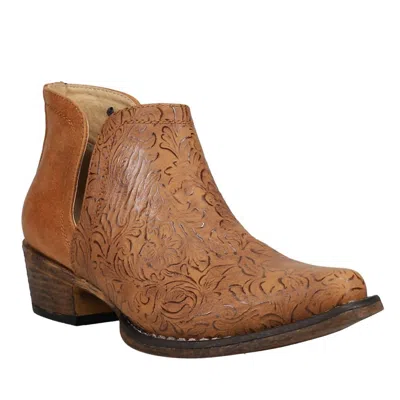 Roper Women's Snip Toe Ava Embossed Bootie In Tan In Multi