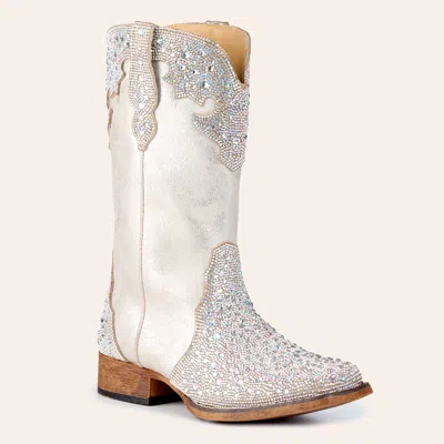 Roper Women's Starlit Sliver Faux Leather Wide Square Toe Cowboy Boots In Multi