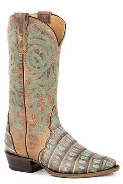 Pre-owned Roper Women's Trudy Triad Caiman Fashion Boot, Copper & Turquiose In Copper And Turquoise
