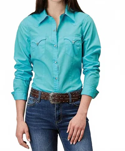 Roper Women's Western Snap Shirt In Turquoise In Green
