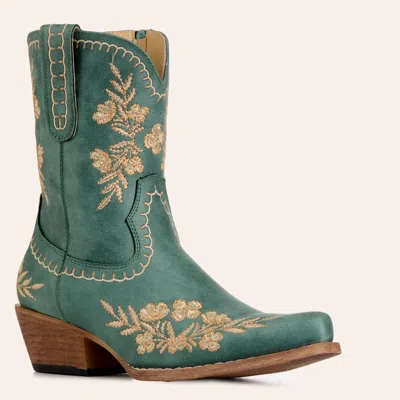 Roper Women's Wynona Turquoise Snip Toe Ankle Cowboy Boots In Green