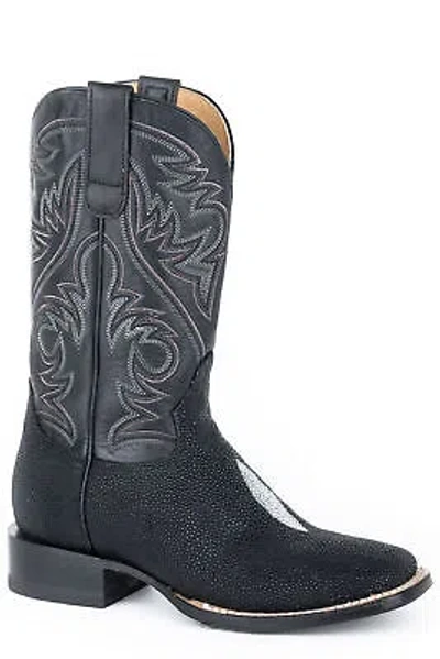 Pre-owned Roper Womens Black Stingray All In Shiny 11in Cowboy Boots