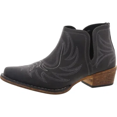 Roper Womens Faux Leather Embroidered Cowboy, Western Boots In Black
