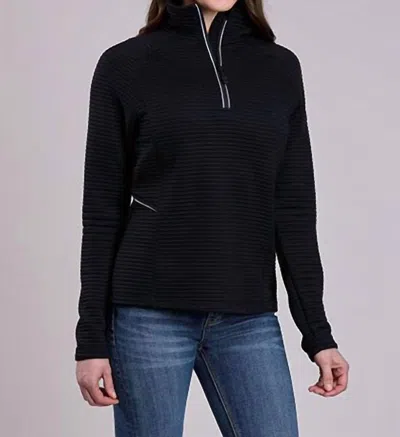 Roper Womens Outwear Poly Ribbed Pullover 3/4 Zip Jacket In Black