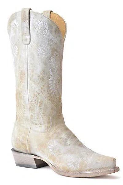 Pre-owned Roper Womens Vintage White Leather Wedding Cowboy Boots