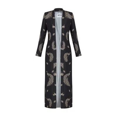 Roqaia Fashion House Women's Black / Gold Peacock Elegance In Black/gold