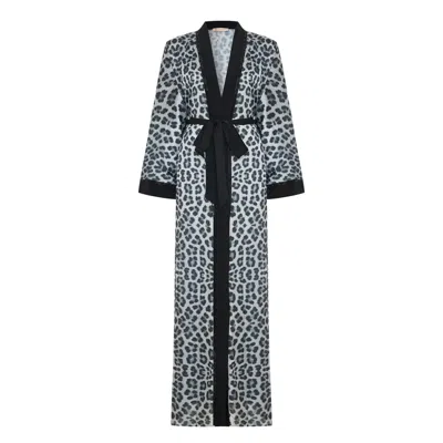 Roqaia Fashion House Women's Black / Silver Leopard Luxe Kimono