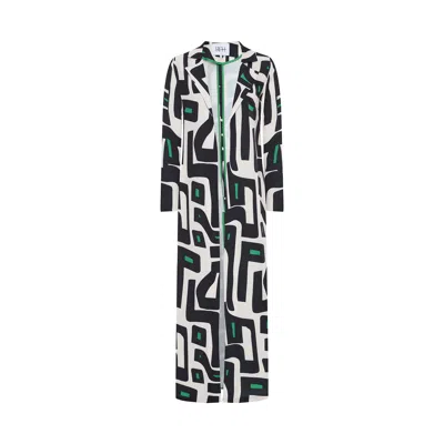 Roqaia Fashion House Women's Dara Kaftan In Black/green/white