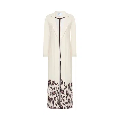 Roqaia Fashion House Women's Leopard Kaftan In White