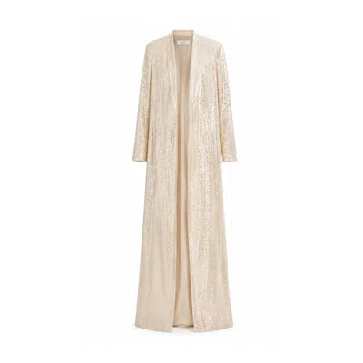Roqaia Fashion House Women's Neutrals Moon Jacket — Off White Long Glitter