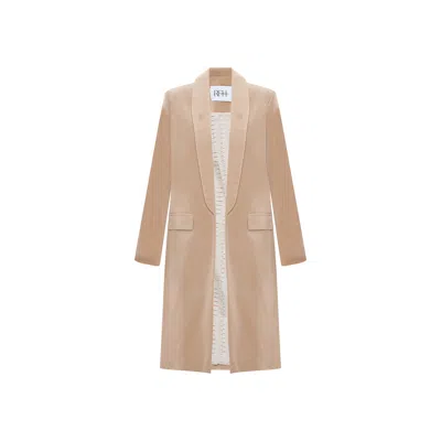 Roqaia Fashion House Women's Neutrals Velvet Beige  Blazer In Beige/white
