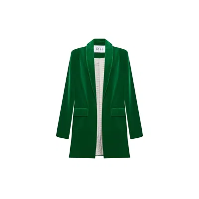 Roqaia Fashion House Women's Velvet Green Clover Blazer