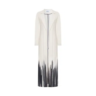 Roqaia Fashion House Women's White / Black Ombre Duster Kaftan In White/black