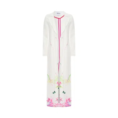 Roqaia Fashion House Women's White Blossom Breeze Kaftan