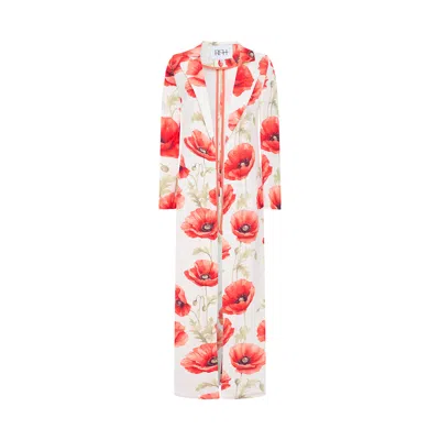 Roqaia Fashion House Women's White / Red Dara Floral Elegance In White/red