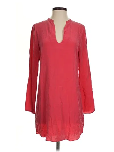 Pre-owned Rory Beca 3/4 Sleeve Silk Top Red Keyhole Neckline Tops