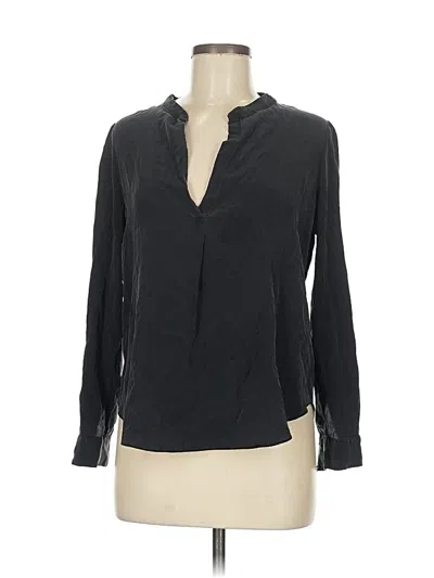 Pre-owned Rory Beca Long Sleeve Silk Top Black Open Neckline Tops