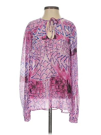 Pre-owned Rory Beca Long Sleeve Silk Top Purple Tie Neck Tops