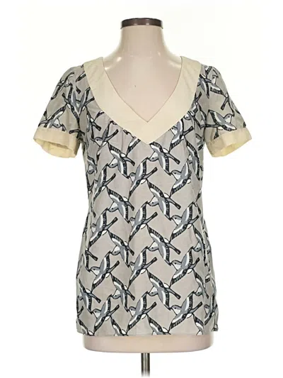 Pre-owned Rory Beca Short Sleeve Top Ivory V-neck Tops