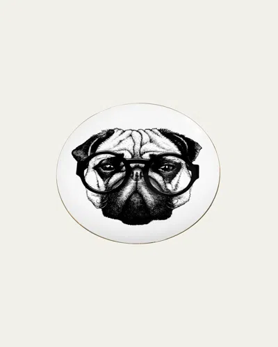 Rory Dobner Perey Pug Dinner Plate In Black  White