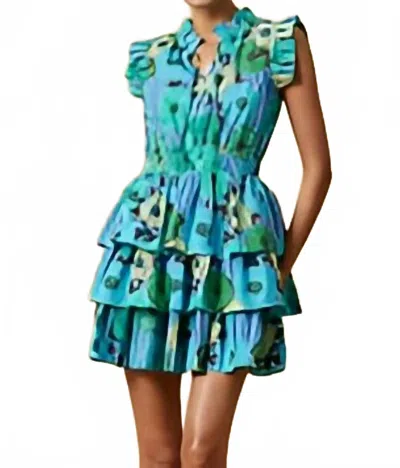 Ro's Garden Bimba Short Mini Dress In Blue Cala In Multi