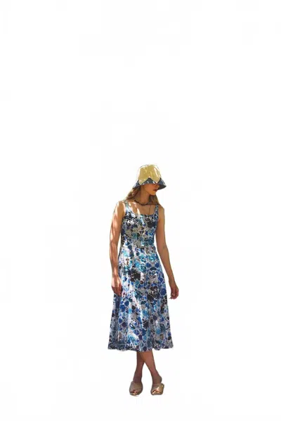 Ro's Garden Camillie Midi Dress In Blue Heran Blue Heran