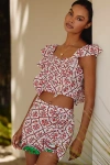 Ro's Garden Cartagena Cotton Mini Skort In Pink