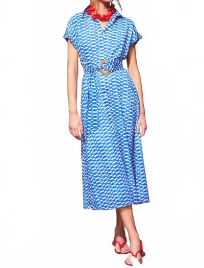 Ro's Garden Catherine Midi Dress In Blue Capri
