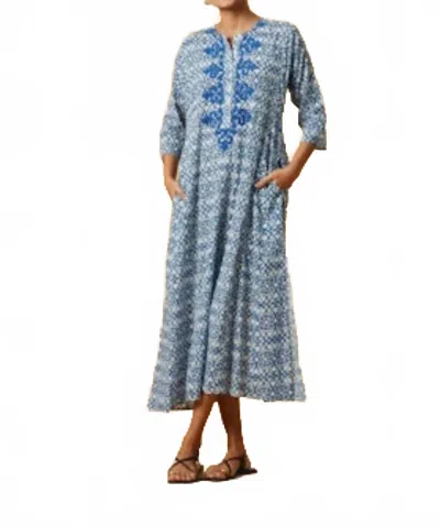 Ro's Garden Clorinda Long Kurta Dress In Blue Siru