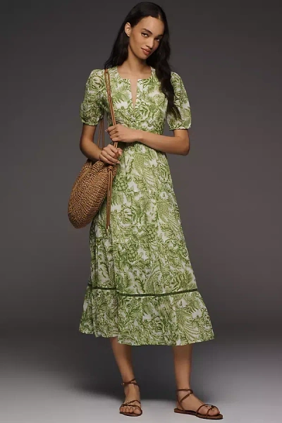 Ro's Garden Cotton Daphne Midi Dress In Green