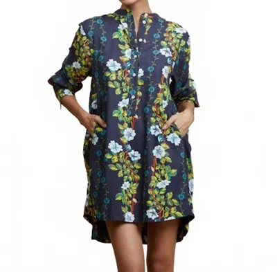 Ro's Garden Cynthia Short Dress In Scala Navy In Multi