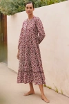 Ro's Garden Daphne Long-sleeve Midi Dress In Pink