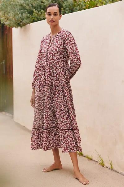 Ro's Garden Daphne Long-sleeve Midi Dress In Pink
