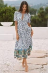 Ro's Garden Daphne Short-sleeve Midi Dress In Blue