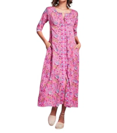 Ro's Garden Embroidered Blair Long Kurta In Palermo Pink