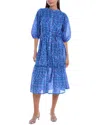 Ro's Garden Flirty Midi Dress In Blue