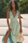 Ro's Garden Hilda Sleeveless V-neck Midi Dress In Green
