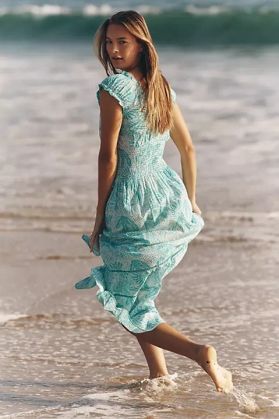 Ro's Garden Hilda V-neck Tiered Maxi Dress In Green