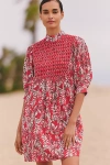 Ro's Garden Jamelia Puff-sleeve Mini Dress In Pink