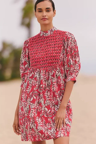Ro's Garden Jamelia Puff-sleeve Mini Dress In Pink