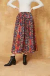 Ro's Garden Jimena Midi Skirt In Red Yeshi In Multi