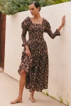 Ro's Garden Jocelyn Puff-sleeve Maxi Dress In Brown