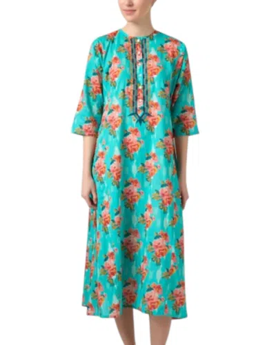 Ro's Garden Long Kurta Dress In Turquoise In Blue