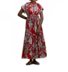 Ro's Garden Mumi Button Front Midi Dress In Red In White