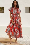 Ro's Garden Mumi Cap-sleeve Midi Dress In Multicolor