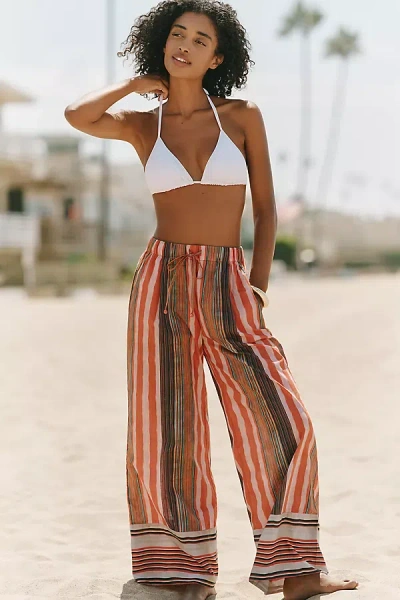 Ro's Garden Nico 100% Cotton Wide-leg Pants In Red