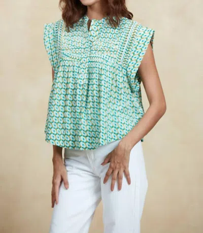 Ro's Garden Nini Cap Sleeve Top In Blue Garcon