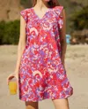 Ro's Garden Parker Short Dress In Red Multi In Pink
